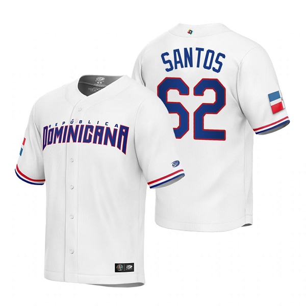 Dominican Republic Baseball Enyel De Los Santos White 2023 World Baseball Classic Replica Jersey