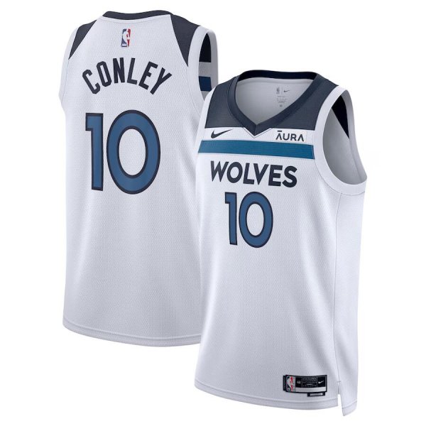 Youth Nike Minnesota Timberwolves #10 Mike Conley White Swingman Badge Association Edition Jersey