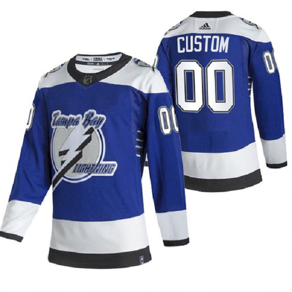 Men's Tampa Bay Lightning Custom 2021 Reverse Retro Blue Jersey