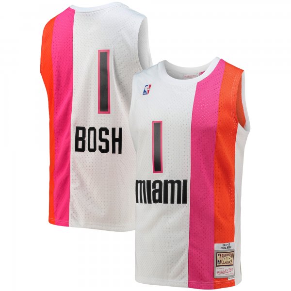 Men's Miami Heat Chris Bosh Mitchell & Ness White 2001/02 Hardwood Classics Swingman Jersey