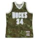 Men's Milwaukee Bucks Ray Allen Mitchell & Ness Camo Hardwood Classics 2000/01 Ghost Green Swingman Jersey