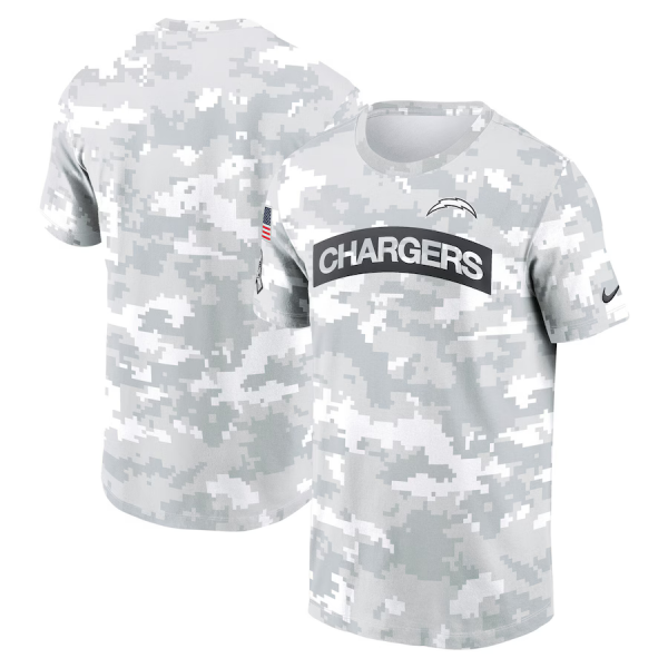 Men's Nike Arctic Camo Los Angeles Chargers 2024 Salute To Service Performance T-Shirt