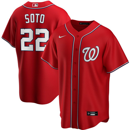 Men's Nike Washington Nationals #22 Juan Soto Nike Red Alternate 2020 MLB Jersey