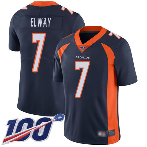 Denver Broncos #7 John Elway Navy Blue Alternate Men's Stitched NFL 100th Season Vapor Limited Jersey