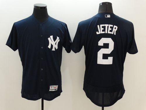 New York Yankees #2 Derek Jeter Navy Blue Flexbase Collection Stitched MLB Jersey