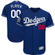 Men's Los Angeles Dodgers Majestic Royal 60th Anniversary Alternate On-Field Patch Flex Base Custom MLB Jersey