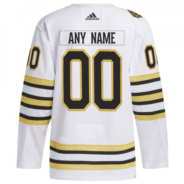 Men's Boston Bruins  adidas White  100th Anniversary Primegreen Custom Jersey