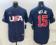 Men's USA Baseball #15 Bobby Witt Jr 2023 Navy World Baseball Classic Stitched Jerseys