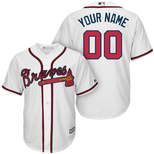 Men's Atlanta Braves Majestic White Home Cool Base Custom MLB Jersey