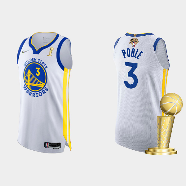 2022 NBA Finals Champions Men's Golden State Warriors Jordan Poole #3 White Association White Jersey