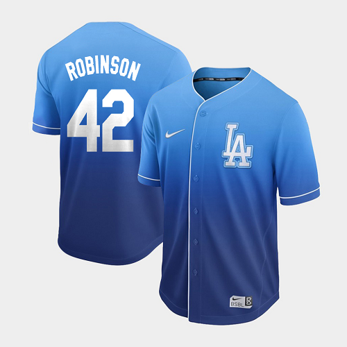 Men's Nike Los Angeles Dodgers #42 Jackie Robinson Royal Fade MLB Jersey