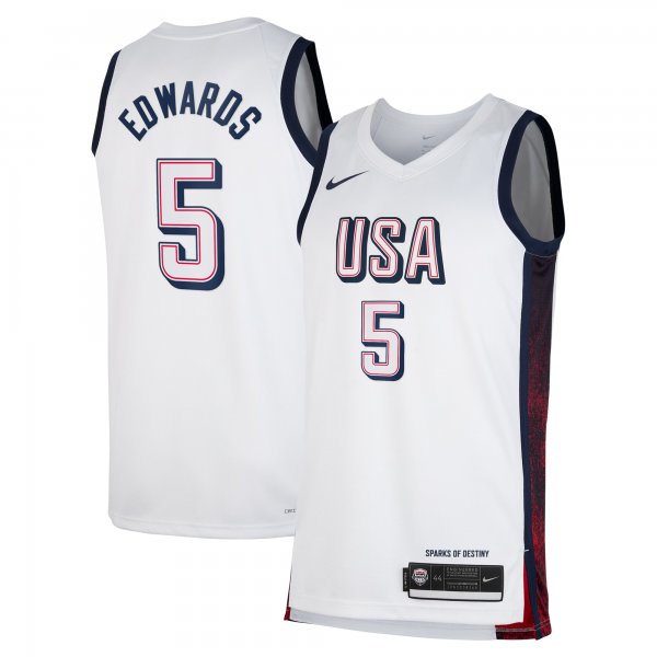 Unisex Men's USA Basketball #5 Anthony Edwards Nike White 2024 Swingman Player Jersey