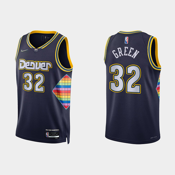 Men's Denver Nuggets #32 Jeff Green 2021-22 75th Anniversary City Navy NBA Jersey