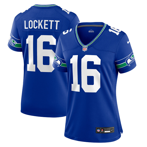 Women's Seattle Seahawks #16 Tyler Lockett Nike Royal Throwback Player Limited Jersey