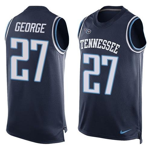 Nike Tennessee Titans #27 Eddie George Navy Blue Team Color Men's Stitched NFL Limited Tank Top Jersey