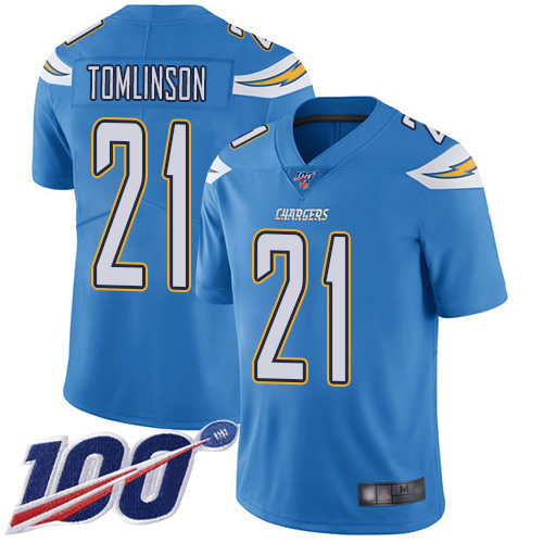 Los Angeles Chargers #21 LaDainian Tomlinson Electric Blue Alternate Youth Stitched NFL 100th Season Vapor Limited Jersey