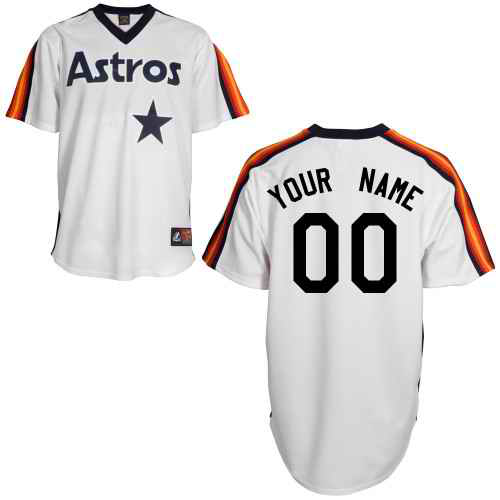 Houston Astros White Throwback Men's Customized MLB Jersey