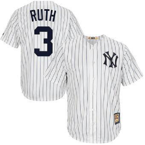 Men's New York Yankees #3 Babe Ruth Stitched MLB White Jersey