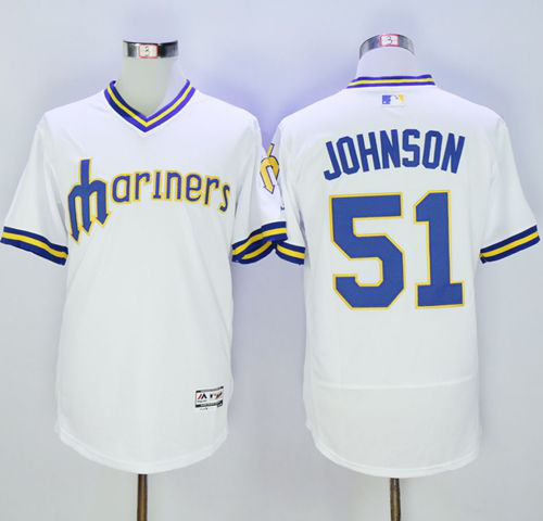 Seattle Mariners #51 Randy Johnson White Flexbase Collection Cooperstown Stitched MLB Jersey