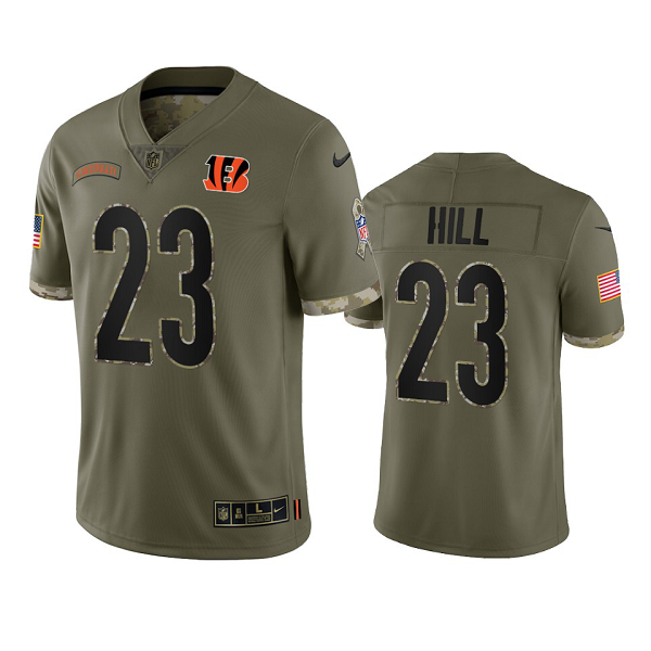 Cincinnati Bengals Daxton Hill Olive 2022 Salute To Service Limited Jersey #23