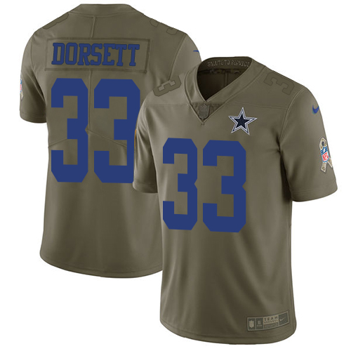 Men's Nike Dallas Cowboys #33 Tony Dorsett Olive Stitched NFL Limited 2017 Salute To Service Jersey