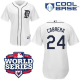 Detroit Tigers #24 Miguel Cabrera White Cool Base w/2012 World Series Patch Stitched MLB Jersey