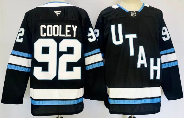 Men's #92 Logan Cooley Utah Hockey Club Black And Blue City Edition Jersey