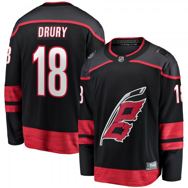 Men's Carolina Hurricanes Jack Drury Fanatics Black Home Premier Breakaway Player Jersey