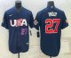 Men's USA Baseball #27 Mike Trout 2023 Navy World Baseball Classic Stitched Jersey