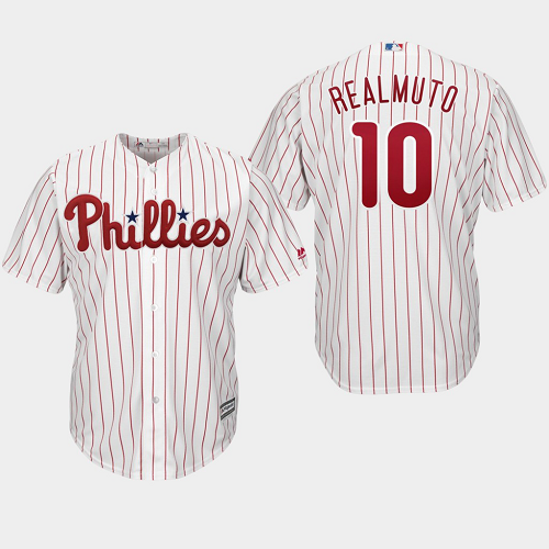 Men's Philadelphia Phillies #10 J.T. Realmuto White Majestic Home Cool Base MLB Jersey