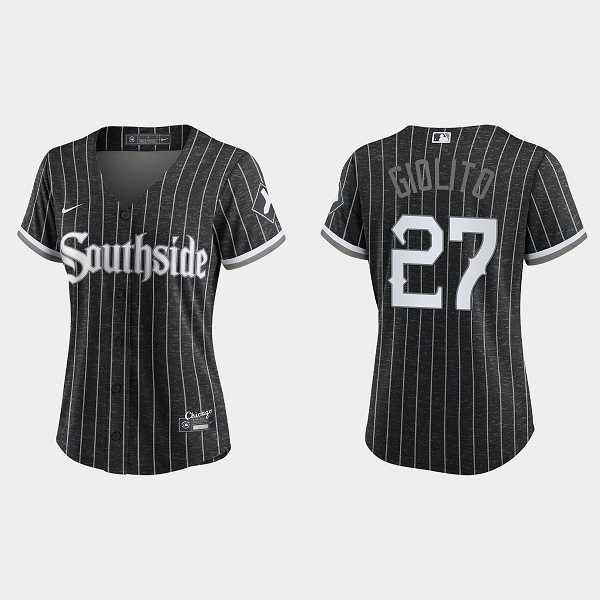 Women's Chicago White Sox #27 Lucas Giolito Black 2021 MLB City Connect Replica Jersey