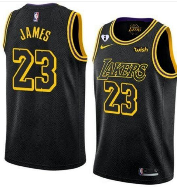 Men's Nike Los Angeles Lakers #23 LeBron James With Gigi Patch Black Stitched Jersey