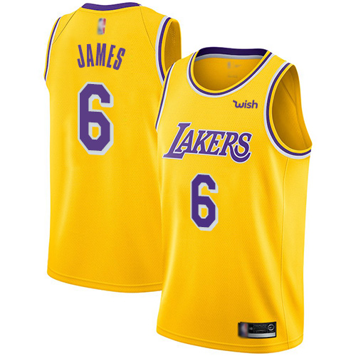 Men's Los Angeles Lakers #6 LeBron James Gold NBA Swingman Icon Edition Jersey