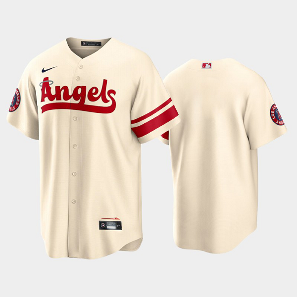 Men's Los Angeles Angels 2022 City Connect Cream Cool Base Blank MLB Jersey