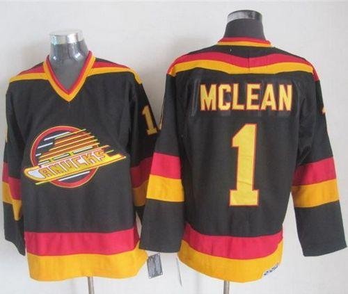 Vancouver Canucks #1 Kirk Mclean Black/Gold CCM Throwback Stitched NHL Jersey