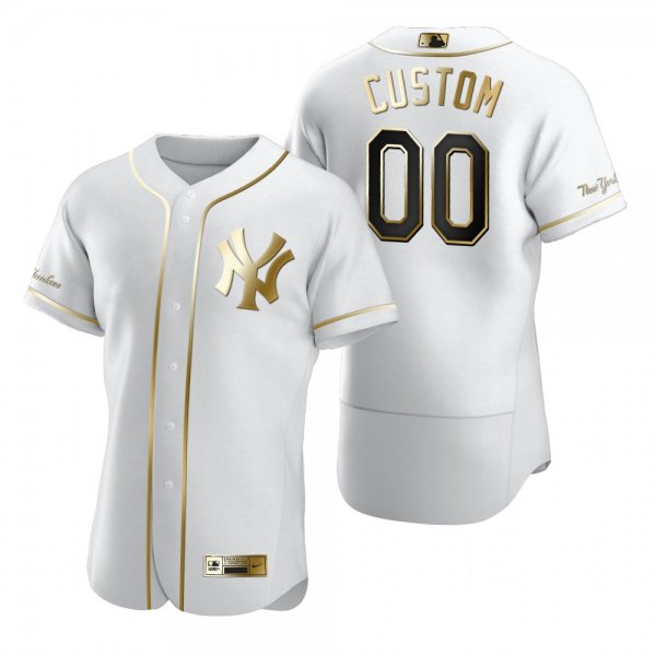 New York Yankees Custom Men's Nike White Golden Edition Jersey