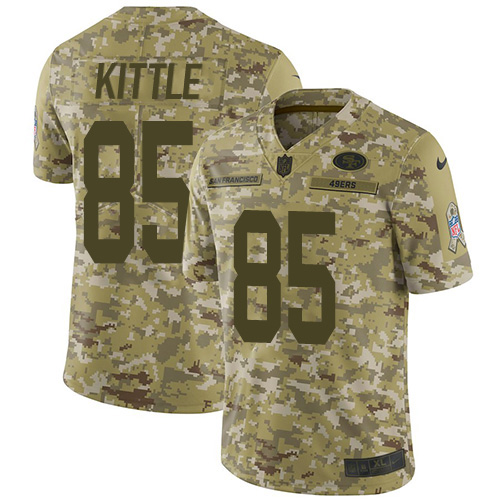 Men's Nike San Francisco 49ers #85 George Kittle Camo Stitched NFL Limited 2018 Salute To Service Jersey