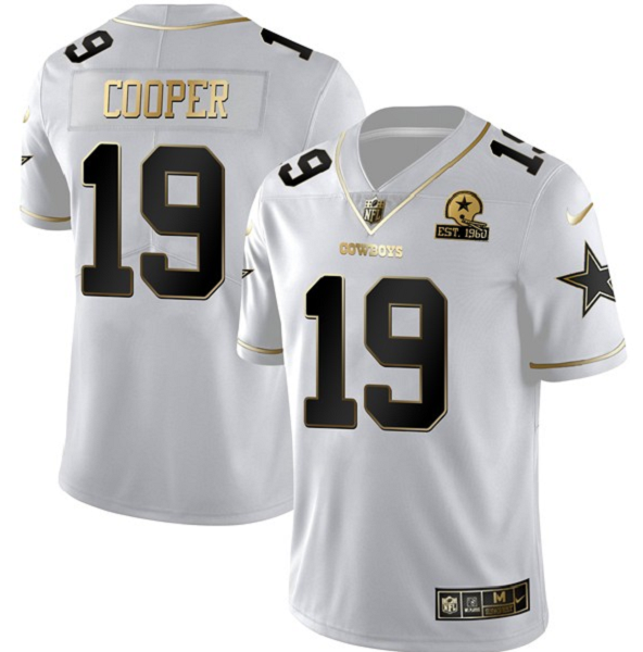 Men's Amari Cooper #19 Dallas Cowboys White Golden 1960 Patch Vapor Limited Stitched NFL Jersey