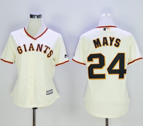 San Francisco Giants #24 Willie Mays Cream Home Women's Stitched MLB Jersey