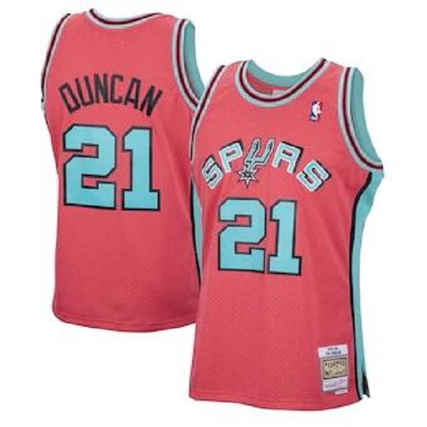 Men's San Antonio Spurs #21 Tim Duncan Hardwood Classics Pink NBA Jersey