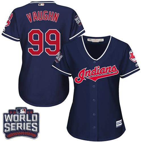 Cleveland Indians #99 Ricky Vaughn Navy Blue 2016 World Series Bound Women's Alternate Stitched MLB Jersey