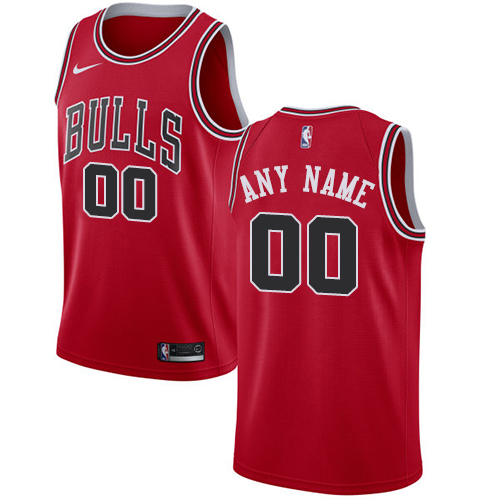 Men's Nike Bulls Personalized Swingman Red NBA Icon Edition Jersey