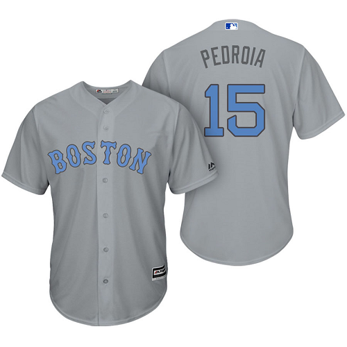 Boston Red Sox #15 Dustin Pedroia 2017 Father's Day Gray Jersey