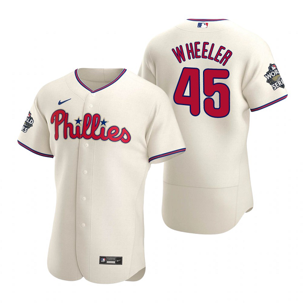 Philadelphia Phillies Zack Wheeler Cream 2022 World Series Flex Base Jersey