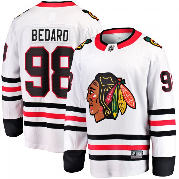 Men's Chicago Blackhawks Connor Bedard Fanatics White Away Breakaway Player Jersey