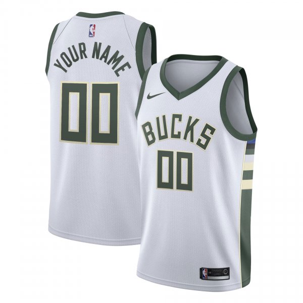 Men's Milwaukee Bucks Nike White Swingman Custom Jersey - Association Edition