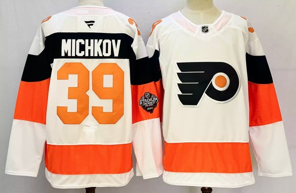 Men's #39 Matvei Michkov Philadelphia Flyers Orange And White City Edition Jersey