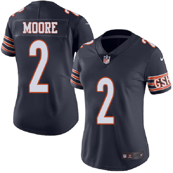 Women's Nike Chicago Bears #2 D.J. MOORE Navy Blue Vapor Limited NFL Jersey