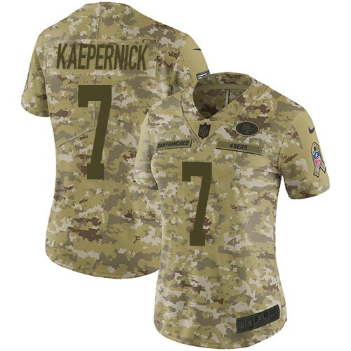 Nike San Francisco 49ers #7 Colin Kaepernick Camo Women's Stitched NFL Limited 2018 Salute to Service Jersey