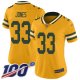 Women's Green Bay Packers #33 Aaron Jones GoldStitched NFL Limited Inverted Legend 100th Season Jersey